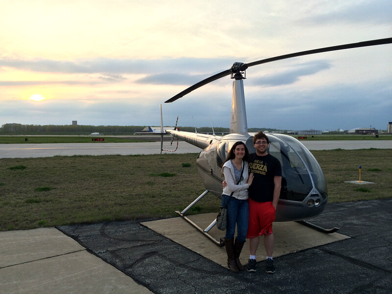Andrew and I with the helicopter